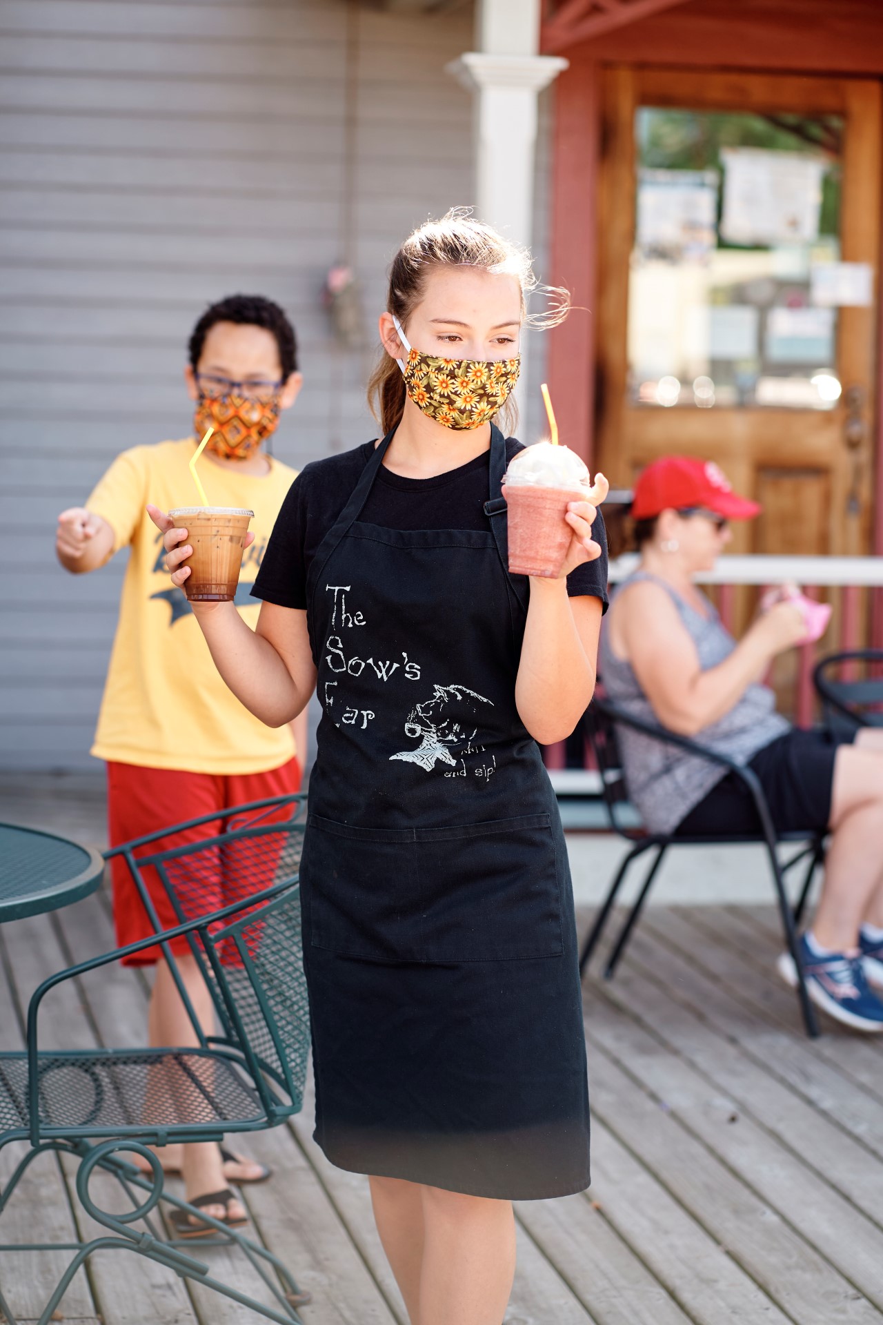 Serving Drinks in Mask