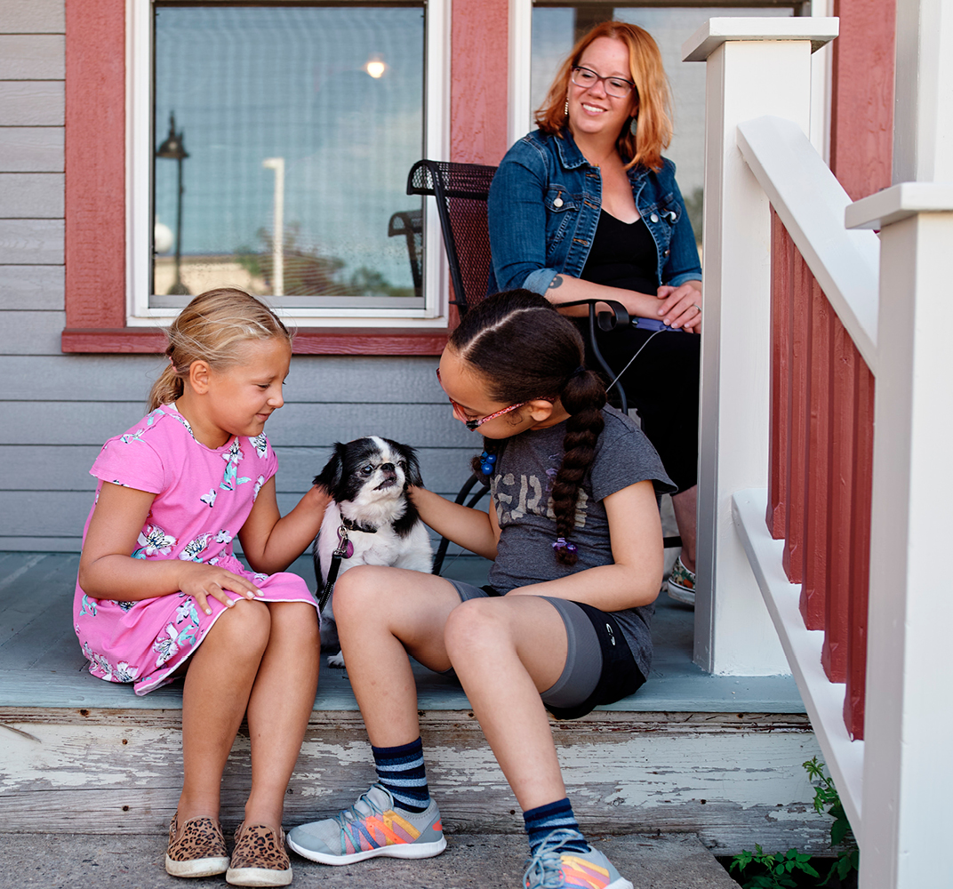 Children Petting Dog